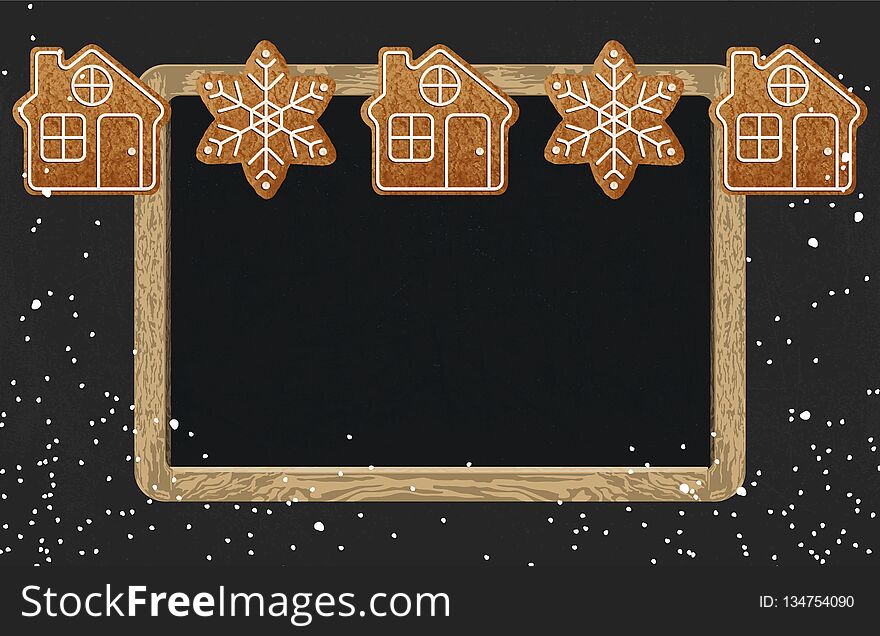 Christmas border composition. Printable Christmas festive border layout with chalk board. Christmas decorations for background design with copy space great for greeting cards, invitations and more. Christmas border composition. Printable Christmas festive border layout with chalk board. Christmas decorations for background design with copy space great for greeting cards, invitations and more