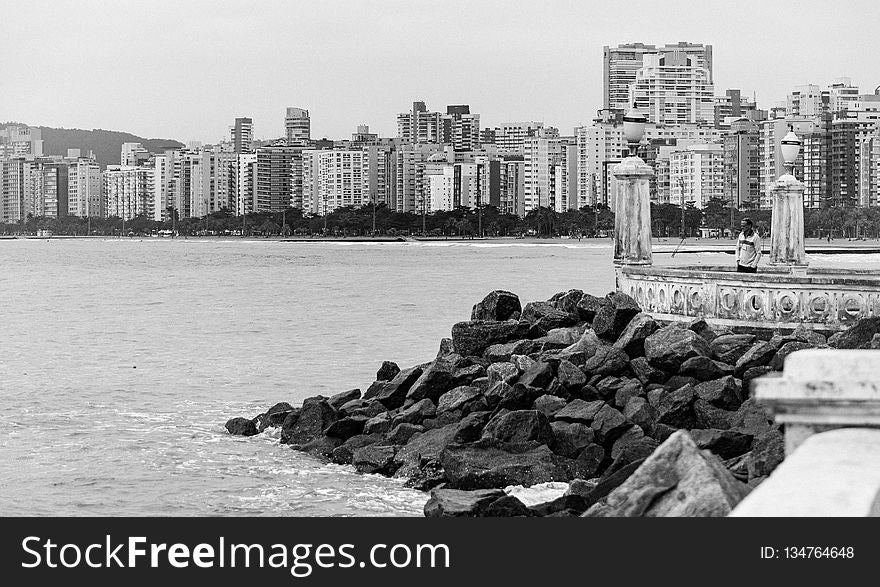 Black And White, Water, Monochrome Photography, Shore