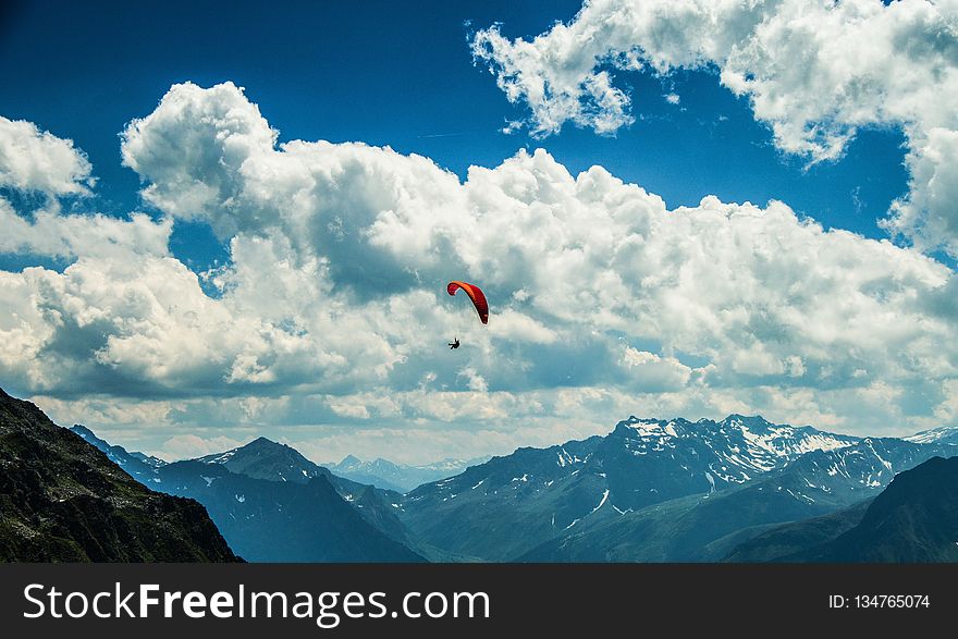 Paragliding, Air Sports, Sky, Mountain Range