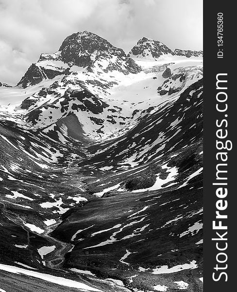 Black And White, Mountainous Landforms, Monochrome Photography, Mountain