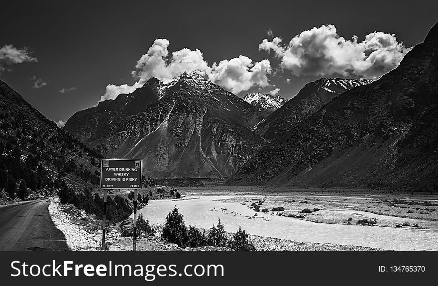 Sky, Nature, Black And White, Mountainous Landforms