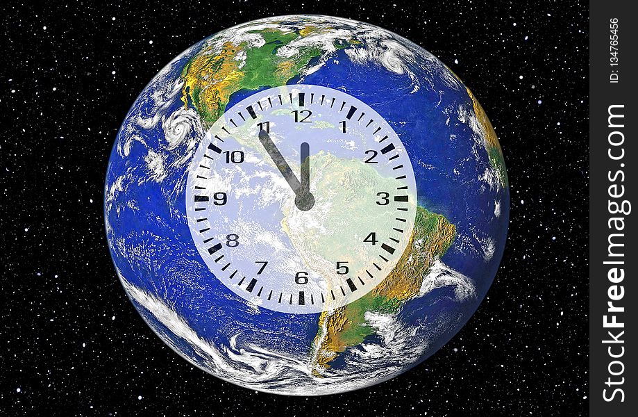 Clock, Earth, Planet, Atmosphere
