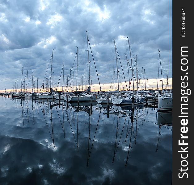 Water, Reflection, Marina, Sky