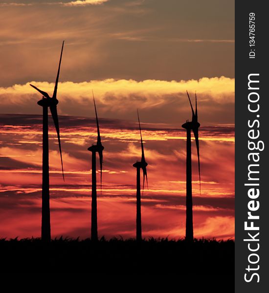 Wind Farm, Wind Turbine, Windmill, Sky