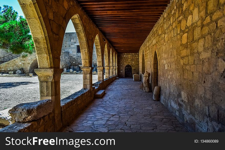 Wall, Arch, Sky, Ruins