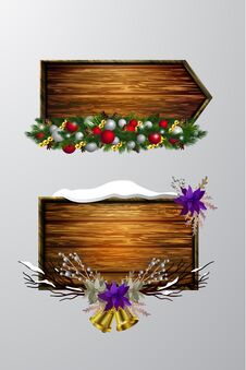 Vector Wooden Christmas Board Royalty Free Stock Images