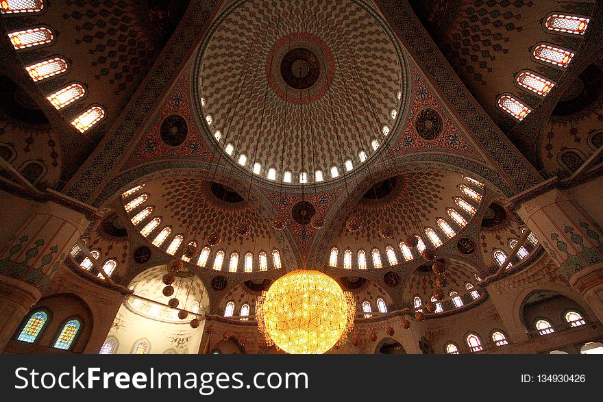Ceiling, Dome, Architecture, Lighting