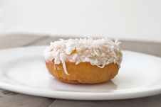 Coconut-covered Donut Stock Photography