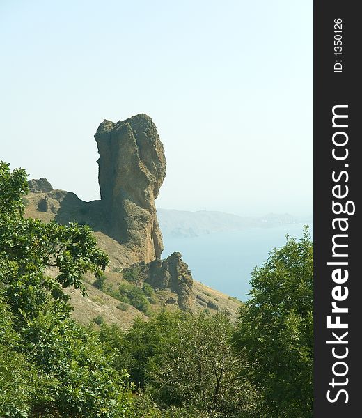 Stony figure and sea in Crimea