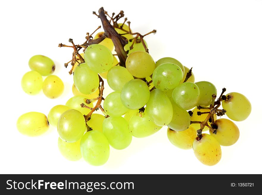 Fresh green grapes on white background. Fresh green grapes on white background