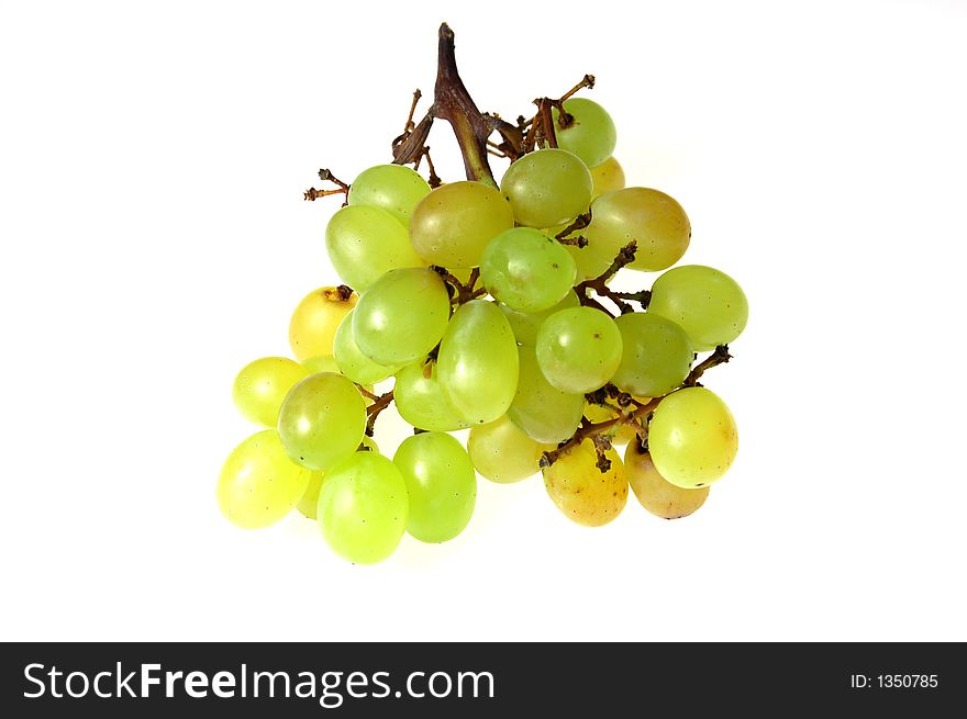 Fresh green grapes on white background. Fresh green grapes on white background