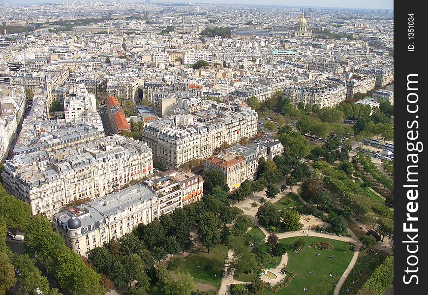 A photo from high up of Paris. A photo from high up of Paris