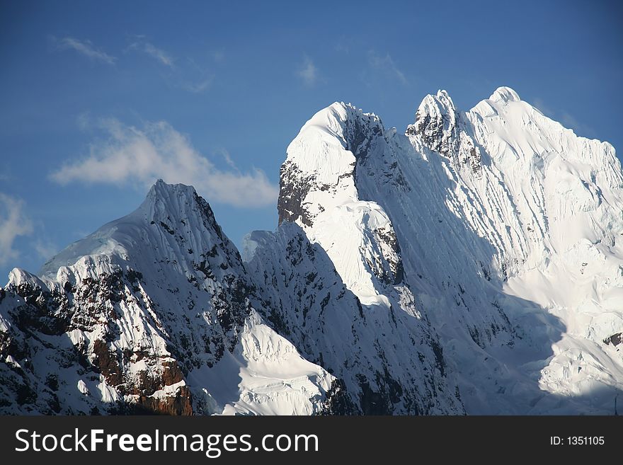 Snowcowered high cordillera mountain in Peru. Snowcowered high cordillera mountain in Peru