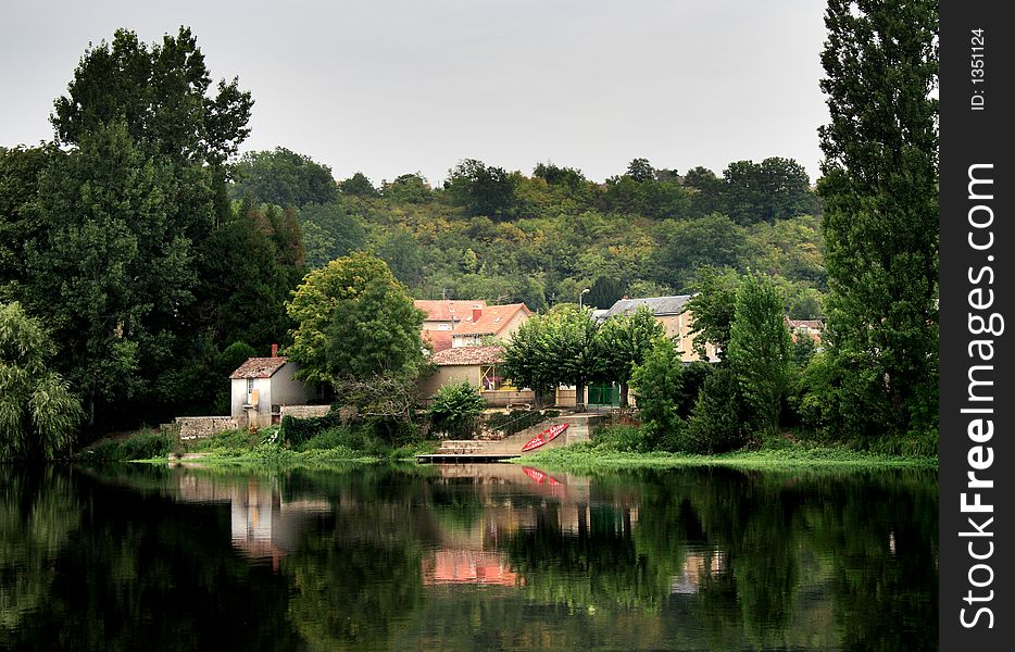 A Quaint and Historic Riverside Village in France. A Quaint and Historic Riverside Village in France