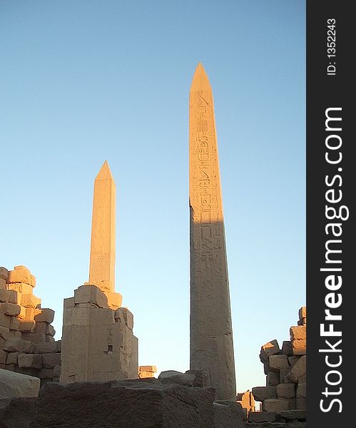 Egypt - Luxor - Karnak temple obelisks. Egypt - Luxor - Karnak temple obelisks