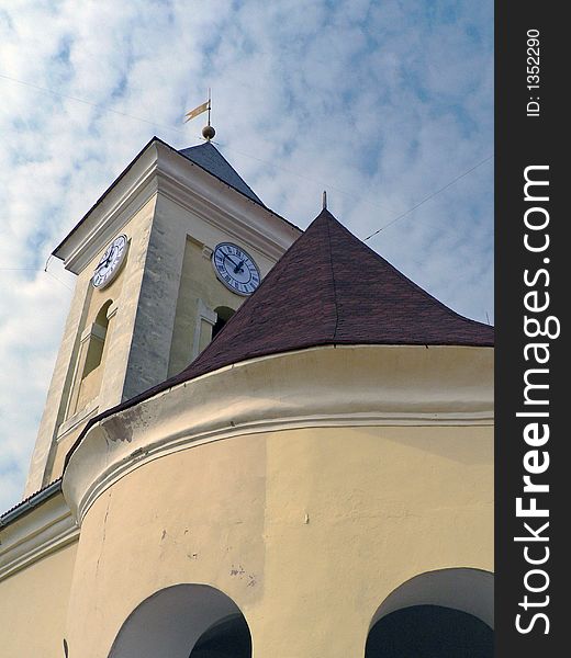 Castle with clocktower in Mucachevo, Ukraine