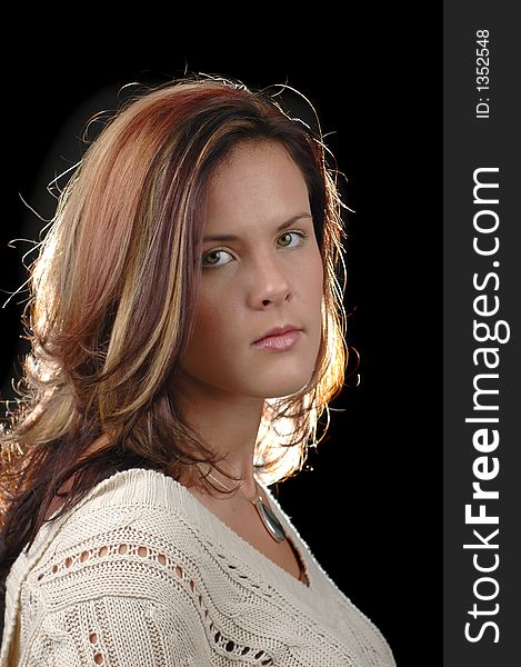 Portrait of young woman wit dark background. Portrait of young woman wit dark background