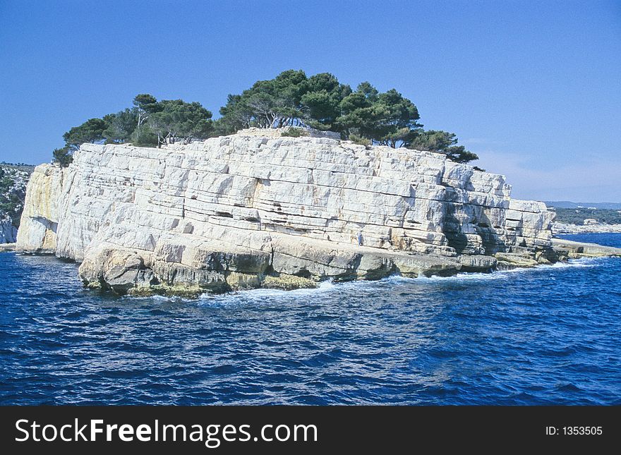 Picturesque cliffs on mediterranean sea, near La Ciota, french riviera. Picturesque cliffs on mediterranean sea, near La Ciota, french riviera