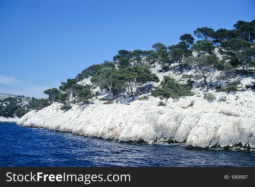 Picturesque cliffs on mediterranean sea, near La Ciotat, french riviera. Picturesque cliffs on mediterranean sea, near La Ciotat, french riviera