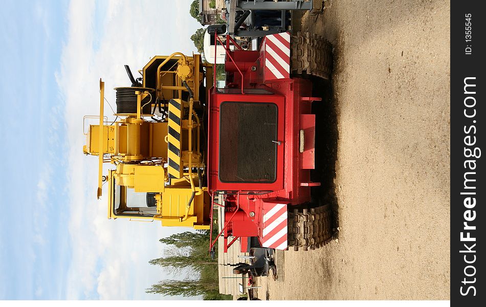 Crane, hook with telescope mast, on Russian tank, Germany. Crane, hook with telescope mast, on Russian tank, Germany