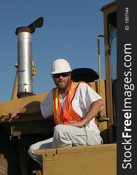 Crane operator construction worker at work