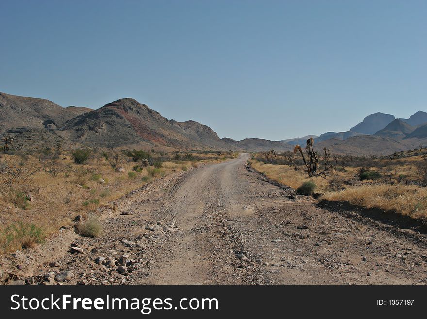 Dirt road in the desert. Dirt road in the desert