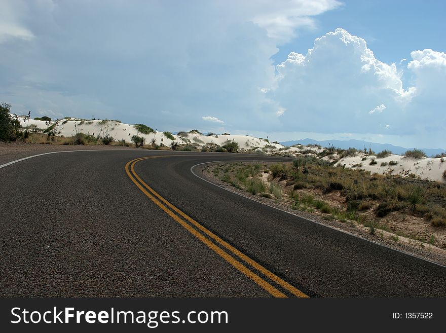 Winding desert highway
