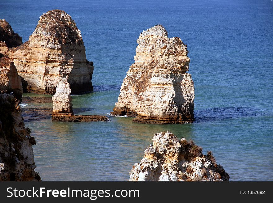 Some Rocks from the ponta da piedade in Portugal, Algarve - these are the most wanted rock formations of the algarve.