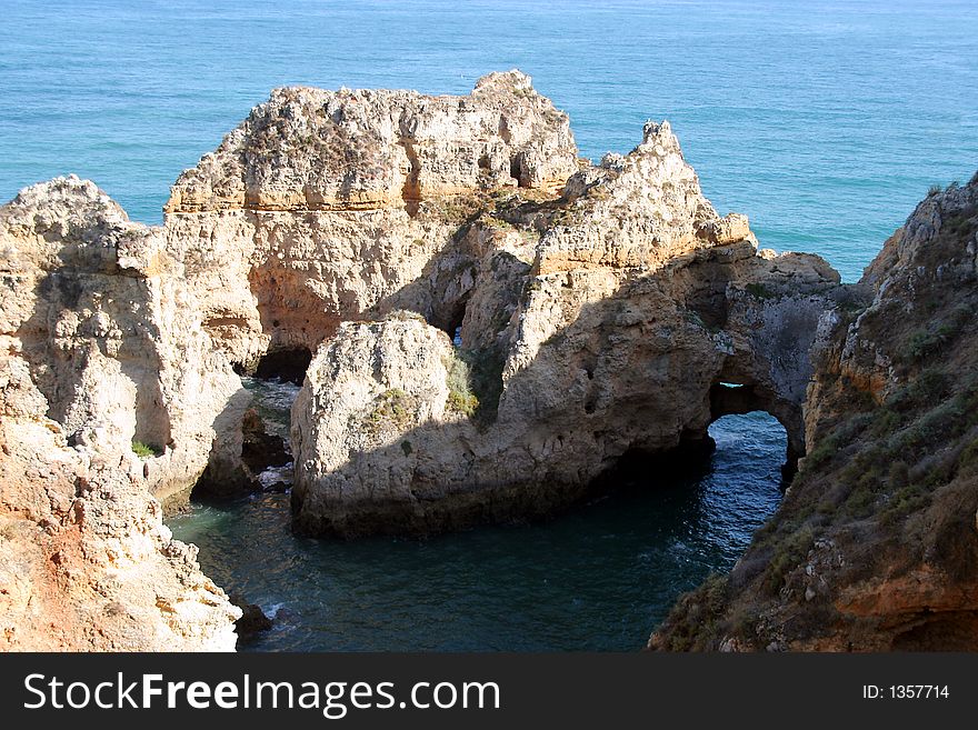One of the most looked at rock formations of the algarve - the grottos of the ponta da piedade. You can navigate inside with a small boat - a very interesting place.