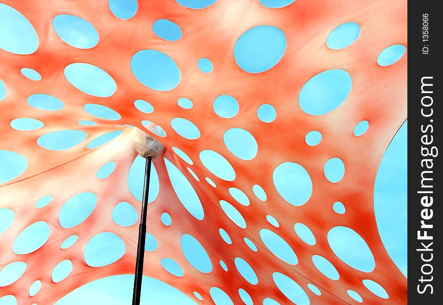 Ornamental tent with holes and blue sky