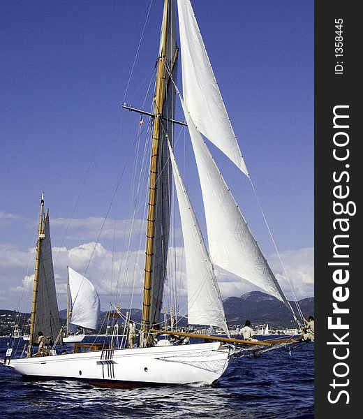 Classic sailing yacht Veronique in a light breeze