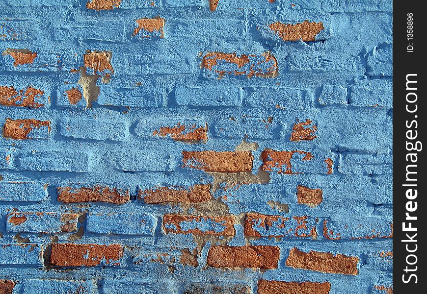 Blue wall of bricks spoiled