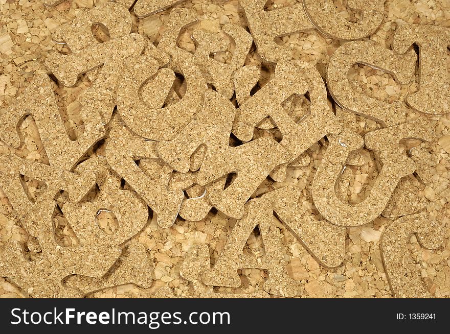 Photo of Cork Letter Cutouts - Background. Photo of Cork Letter Cutouts - Background