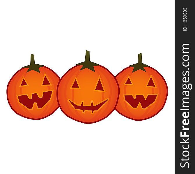 Three Halloween Pumpkins with different expressions. Three Halloween Pumpkins with different expressions