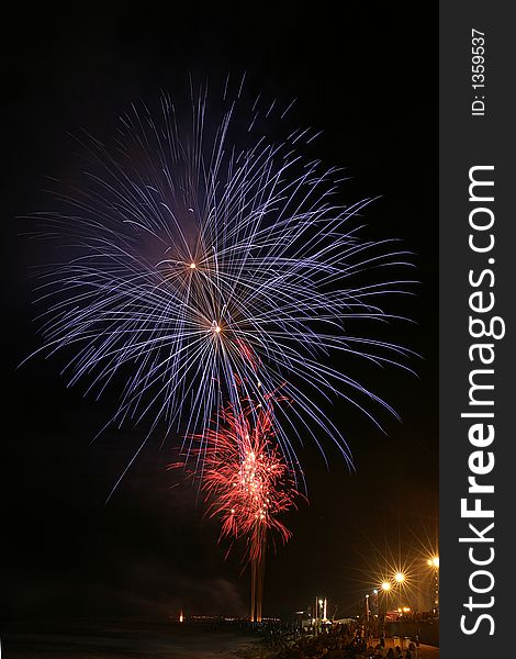 Firework in a beach party in Portugal