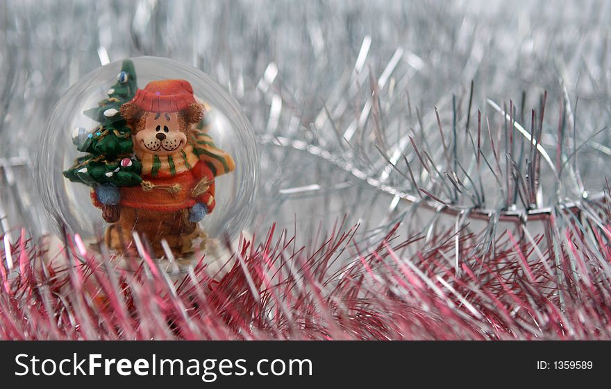 Toy dog with christmas tree
