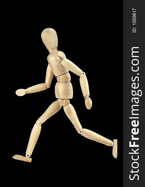 Running men figure,isolated on black,clipping path included