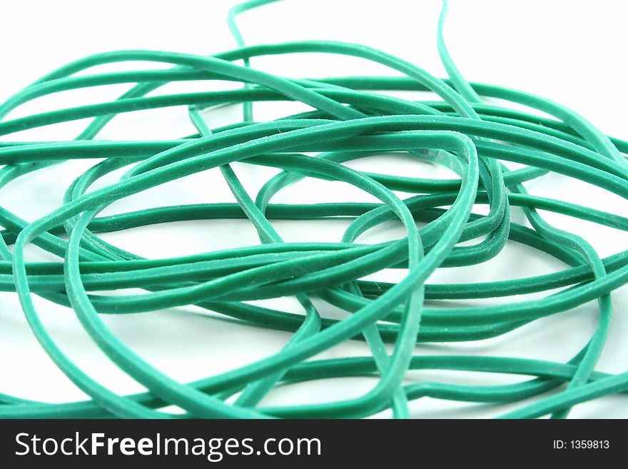 Elastic bands on a white background