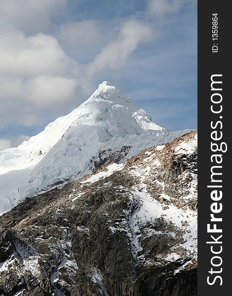 Snowcowered high cordillera mountain,Peru. Snowcowered high cordillera mountain,Peru