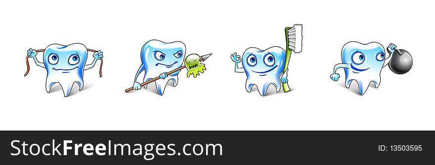 Healthy Teeth Illustration On The White Background
