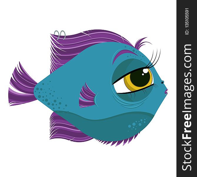 Purple, Fish, Organism, Illustration