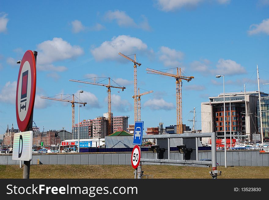 cranes at construction site