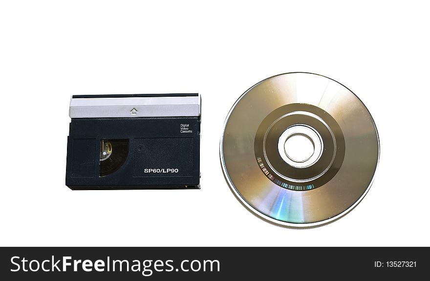 Mini DV cassette and CD. Mini DV cassette and CD
