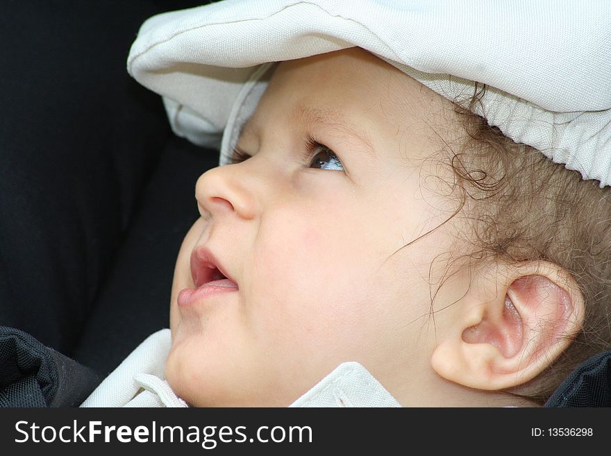 Little boy with white cap. Little boy with white cap