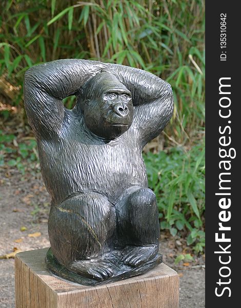 Sculpture, Great Ape, Primate, Fauna