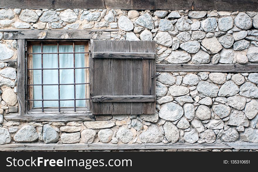 Stone Wall, Wall, Window, Facade