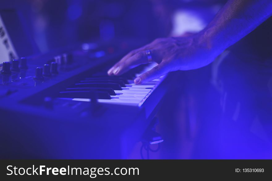 Blue, Musical Keyboard, Light, Purple
