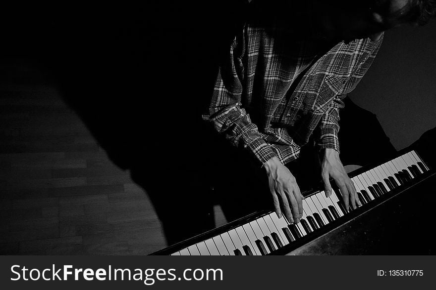 Keyboard Player, Musical Keyboard, Black And White, Musical Instrument