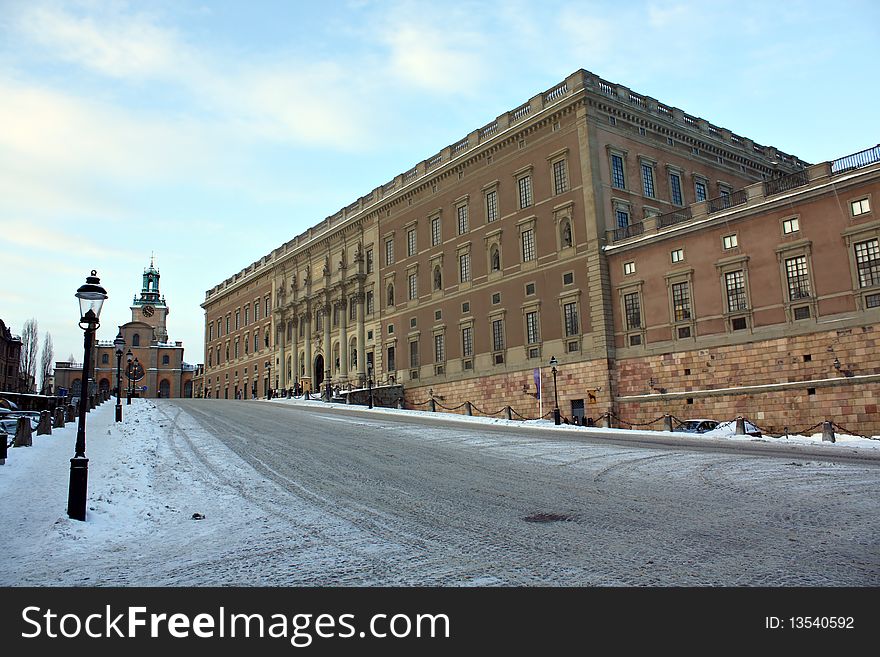 Royal Palace of the Stockholm. Winter morning, clear weather. Royal Palace of the Stockholm. Winter morning, clear weather.