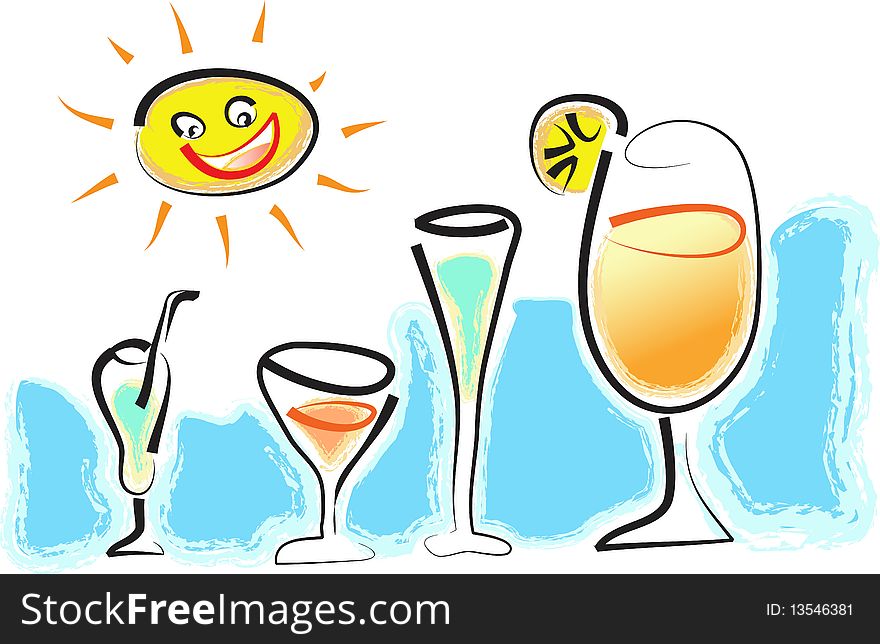 Cool drinks brush stroke illustrated cartoon